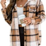 AUTOMET Womens Fall Outfits Fashion Clothes Shackets Flannel Plaid Button Down Long Sleeve Shirts Jackets